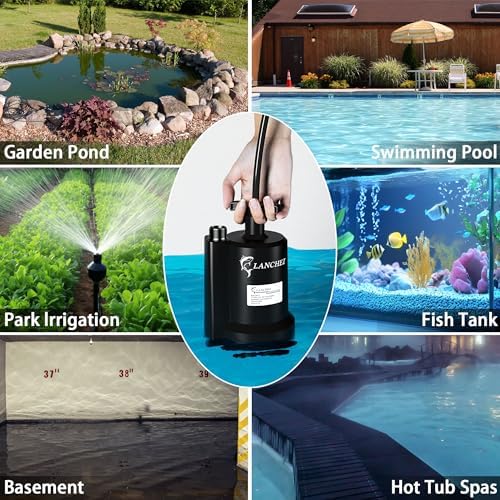 Lanchez Sump Pump, 1/2 HP 2450GPH Submersible Water Pump