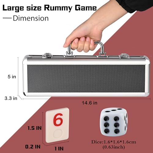Doublefan Rummy Cube 4 Player Edition, 106 Rummy Cube Game Set with with 4 Plastic Racks in Portable Aluminum Case