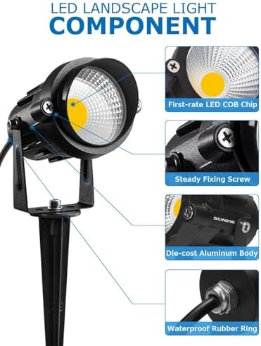 SUNVIE Low Voltage LED Landscape Lights with Spike Stand & Connector 12Pack