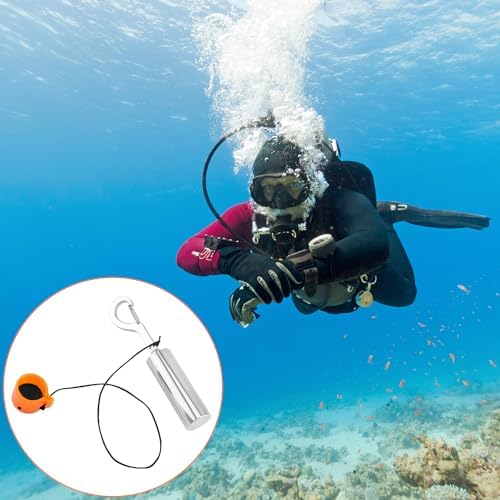QWORK Scuba Diving Underwater Shaker with Clip, Non-Corrosive Metal Rattle Stick