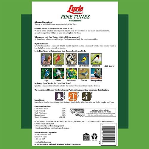 Lyric Fine Tunes and Delite No Waste Wild Bird Seed Mixes - Attracts Bluebirds, Finches and More - 35 lb