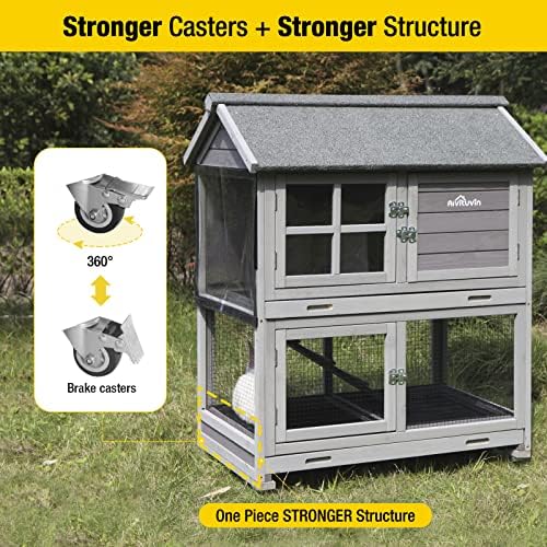Aivituvin [Upgrade Version] Rabbit Hutch Bunny Hutch, Rabbit Cage with Two No Leak Trays, Indoor & Outdoor Waterproof Cage for Bunny