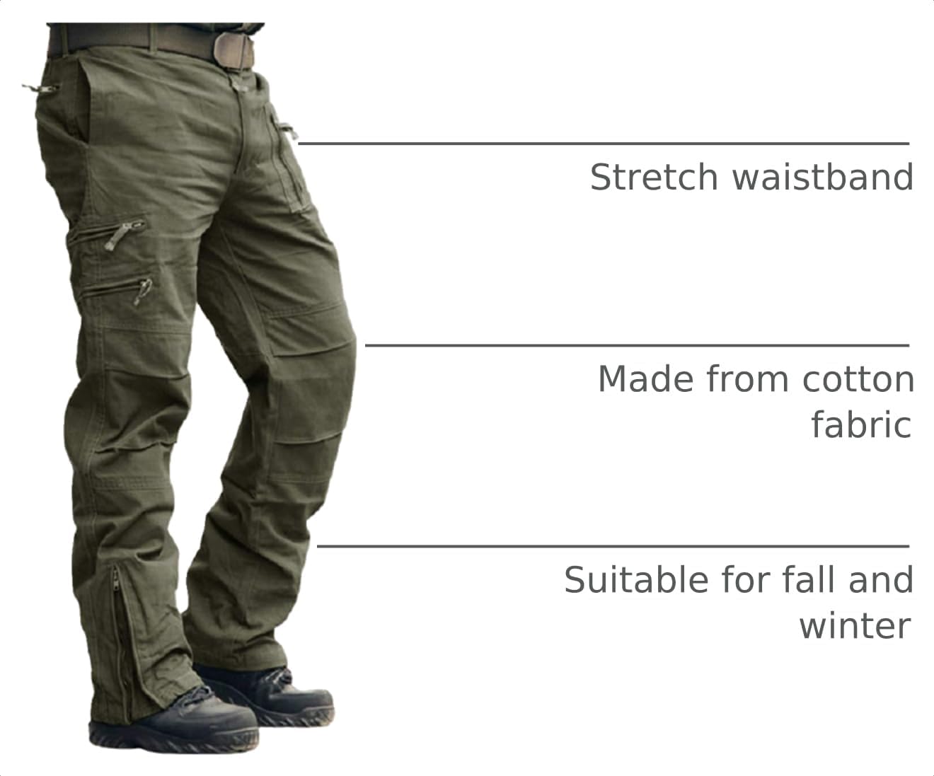 CRYSULLY Mens Tactical Cargo Pants Ripstop Cotton Military Hiking Work