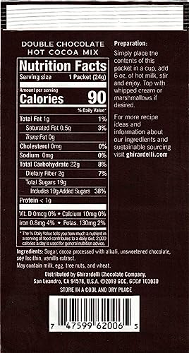 Ghirardelli Double Chocolate Hot Cocoa Mix, Approximately 0.85 oz Packets (Pack of 25) with Cocoa Scoop