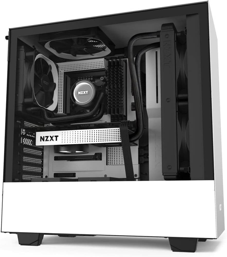 NZXT H510 - Compact ATX Mid-Tower PC Gaming Case - Front I/O USB Type-C Port - Tempered Glass Side Panel - Cable Management System - Water-Cooling