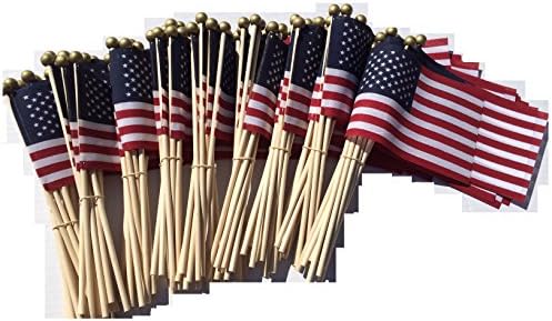 Lot of -100-4x6 Inch US American Hand Held Stick Flags Safety Ball Top Made in the USA