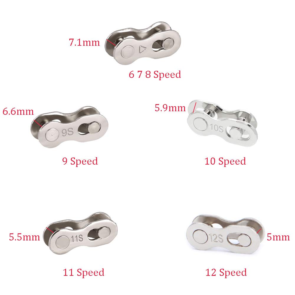 8 Pairs Reusable Bicycle Missing Link for 6, 7, 8, 9, 10,11,12 Speed Chain (11 Speed)