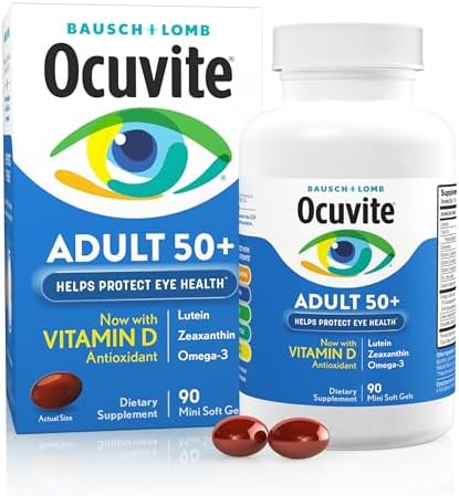 Ocuvite 50+ Eye Vitamin & Mineral Supplement, Multivitamin for Vision & Ocular Health with Omega-3, Zinc, Vitamins C & E, Lutein & Zeaxanthin