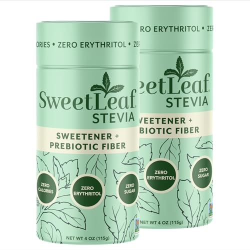 SweetLeaf Stevia Powder Shaker Jar, Sugar Free - 4 Oz, 2 Pack | Zero Calorie Sweetener No Erythritol, Stevia Leaf Extract