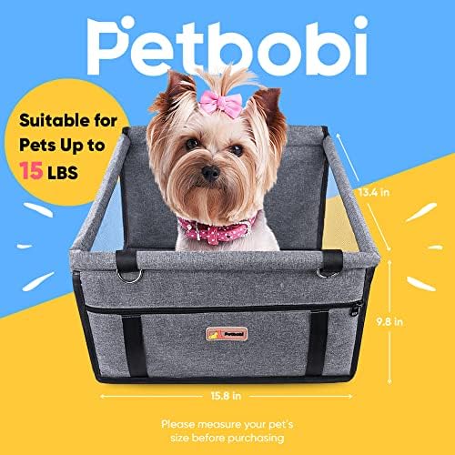 Petbobi Dog Car Seat for Small Dogs and Cats up to 15 lbs, Portable Booster | Pink, Water-resistant Oxford fabric, PVC Tubes, Folds Flat, Clip-on Leash Keeps Pups Secure and Drivers Focused