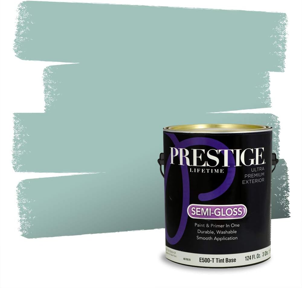 PRESTIGE Paints Exterior Paint and Primer In One, 1-Gallon, Semi-Gloss, Comparable Match of Behr* Intercoastal Gray*