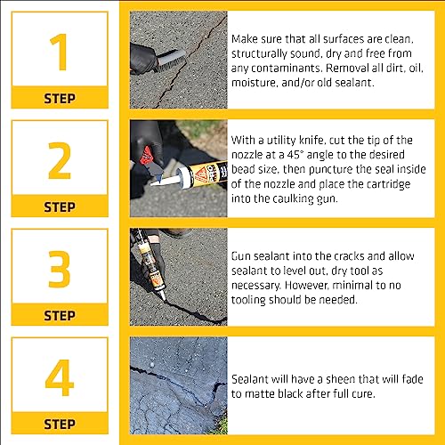 SIKA Sikaflex-410 Asphalt Sealant, Black, Self-Leveling Hybrid Sealant for Filling Cracks in Asphalt Driveways, Roadways