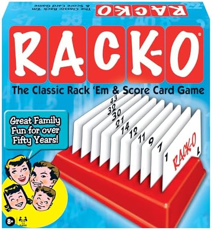 Winning Moves Rack-O Retro Edition, Enjoyed Since the 50's | Classic Tabletop Number Sorting Game, 2-4 Players, Ages 8+