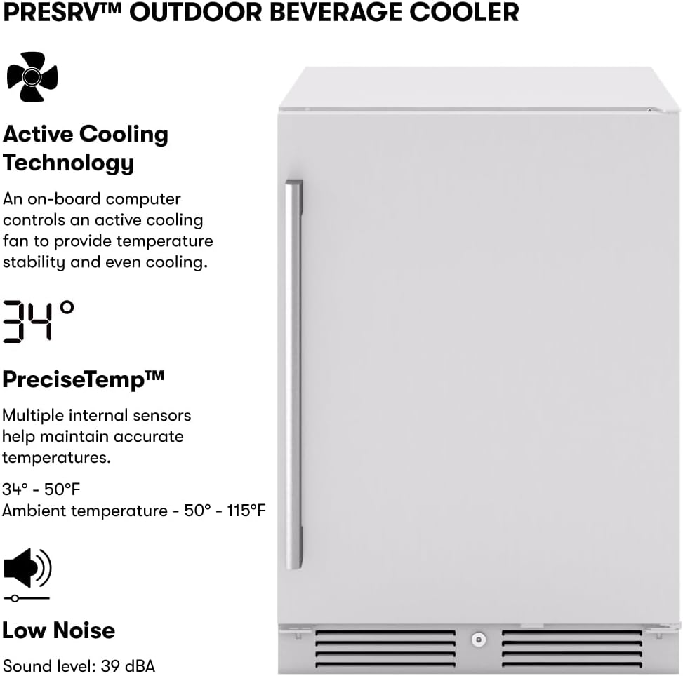 Zephyr Presrv 15 Inch Slim Wine Fridge Beverage Refrigerator Under Counter