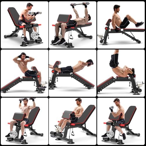 K KiNGKANG Adjustable Weight Bench, Foldable Home Gym, 1050lbs Capacity