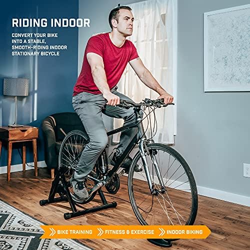 Bike Trainer Stand for Indoor Riding – Portable Foldable Magnetic Stainless Steel Indoor Trainer, Noise Reduction