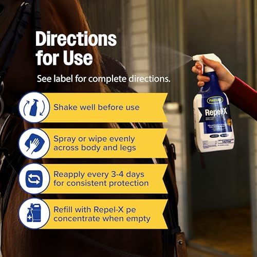 Farnam Repel-X Ready-to-Use Horse Fly Spray for Horses, 32 Fl Oz | Insect Control with Permethrin: Repel-X helps protect horses against barn flies