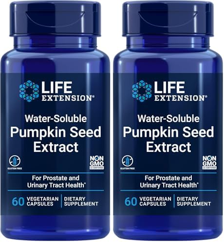Life Extension Water-Soluble Pumpkin Seed Extract, Promotes Prostate & Urinary Tract Health, Bladder Health Support, Men, Women, Gluten-Free, Non-GMO, Vegetarian, 60 Capsules | Promotes Prostate & Urinary Tract Health, Supports Bladder Health for Men & W…