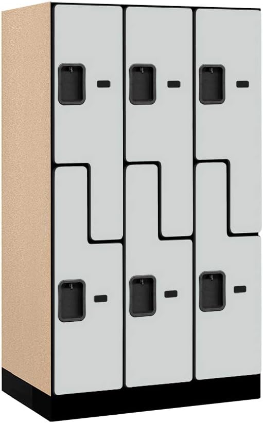 Salsbury Industries Double Tier 'S' Style Designer Wood Locker, Mahogany, 5' 3" x 15"