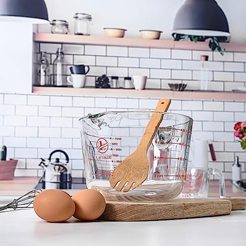 8 Cup Large Glass Measuring Cup - Kitchen Mixing Bowl, Liquid Measure Cups, Glass Bakeware Set, Punch Bowl