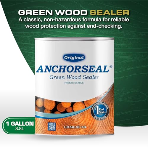 ANCHORSEAL Classic Log and Lumber End Sealer, Prevents Checking, 1 Quart | Water Based Wax Emulsion, Prevents up to 90% of Checking, Drying Splits Prevention, Hardwood & Softwood Compatible