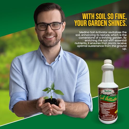 Medina Liquid Soil Activator, Liquid Fertilizer, 1 Quart | Indoor & Outdoor Plants, Promotes Root Growth, Balances Soil Compaction