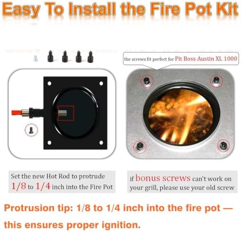 Pellet Grill Burn Pot & Igniter Kit, 200W/120V Heating Element