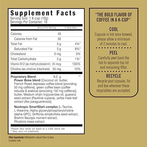 Rapidfire Caramel Macchiato Ketogenic High Performance Keto Coffee Pods, Supports Energy & Metabolism, Weight Management, Single Serve K Cup, Brown, 16 Count