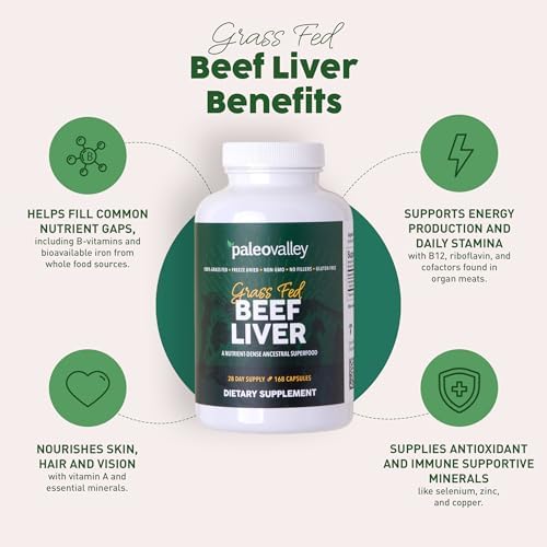 Paleovalley 100% Grass Fed Organ Complex, Beef Liver, Heart and Kidney | Whole Food Multivitamin, Vitamin B12 Supplement, Nutrient Dense Superfood, Freeze Dried, Pasture Raised, Ancestral Nutrition
