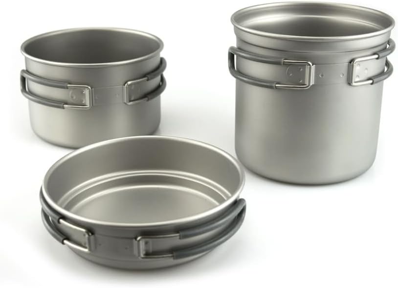 Keith Ti6014 Grade 1 Pure Titanium 3-Piece Pot and Pan Set
