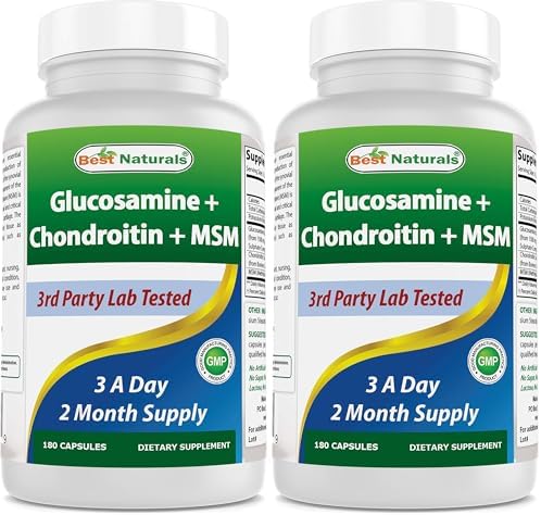 Best Naturals Glucosamine Chondroitin and MSM (Non-GMO) - Promotes Joint Health - 180 Count