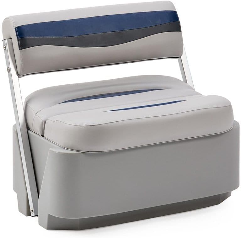 DeckMate® Complete Classic Swingback Pontoon Seat and Base (Gray/Blue/Charcoal)