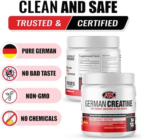 German Creatine Micronized Creatine Monohydrate Powder for Strength, 270g | 99.99% Pure Creapure for Muscle Growth & Performance