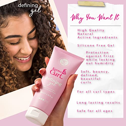 Defining Gel – Lightweight Soft Hold Curly Hair Gel for Frizz Control & Humidity Protection, Non-Crunchy Curl Styling Gel for Curly & Wavy Hair