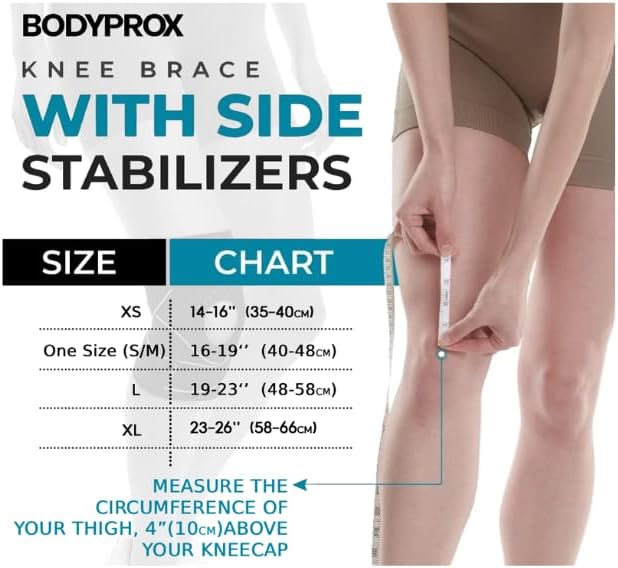 Bodyprox Knee Brace with Side Stabilizers & Patella Gel Pad Support | Knee brace for women, knee brace for men; helps support knee pain and steady daily movement.