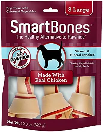 SmartBones Large Chews, Treat Your Dog to a Rawhide-Free Chew Made with Real Meat and Vegetables | With With Real Chicken, Easy To Digest Chew, Vitamin & Mineral Enriched, Helps Maintain Healthy Teeth, For Large Dogs