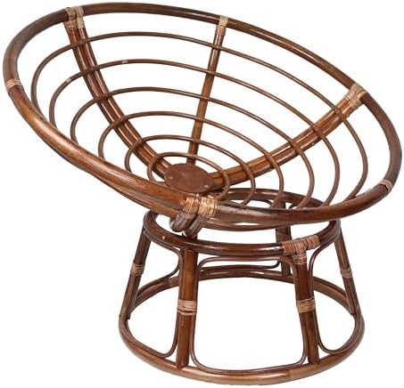 Furniture Piece 42-Inch Rattan Papasan Chair with Solid Twill Cushion