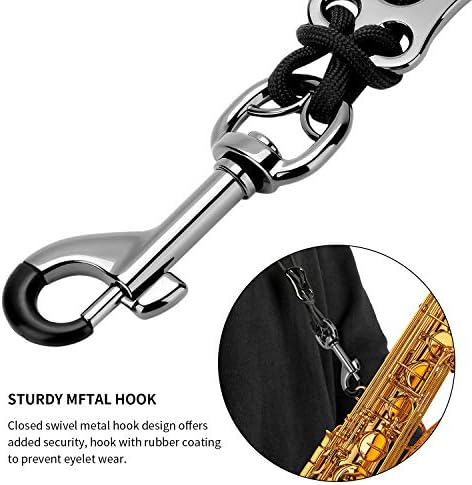 BestSounds Rinastore Saxophone Strap Genuine Leather Sax Neck Strap with Soft Thick Pad for Soprano Tenor Alto Sax and Clarinets Oboes1