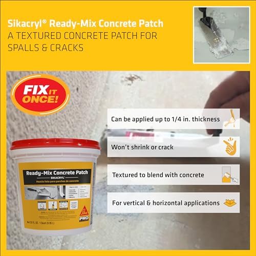 Sika - Sikacryl - Gray - Ready-Mix Concrete Patch - for Repairing spalls and Cracks in Concrete and Masonry - Textured - 1 qt (Pack of 1)