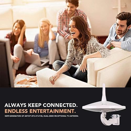 Upgraded Version - ANTOP AT-415B 720° UFO Dual Omni-Directional Outdoor HDTV Antenna with Exclusive Smartpass Amplifier &4G LTE Filter
