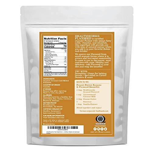 Healthworks Superfoods Organic Ground Flax Seed 3 lb Raw Vegan Keto Non-GMO | Organic, Ground, Omega-3, Fiber, Lignans, Non-GMO, Vegan, Keto, For Smoothies, For Baking, For Oatmeal, Heart Healthy