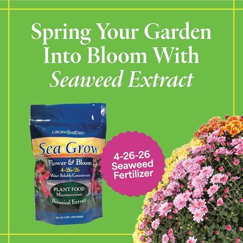 Grow More Sea Grow Flower & Bloom (4-26-26) - 1.5lbs of Seaweed Fertilizer for Plants - Water Soluble Fertilizer for Vegetables & Fruits - High Phosphorus Flower Food w/Seaweed Extract for Plants