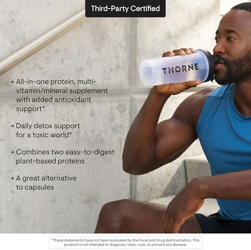 THORNE - MediClear-SGS - Rice & Pea Protein Powder Supplement with Antioxidants & a Complete Multi-Vitamin & Mineral Profile - Daily Detox Support* - Chocolate - Third-Party Certified - 21 Servings
