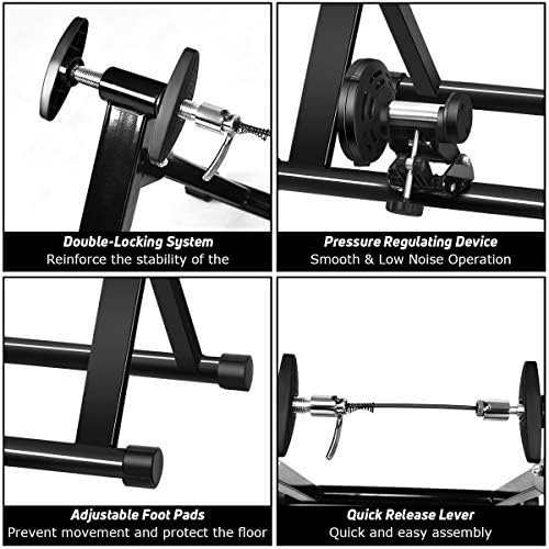 Goplus Bike Trainers for Indoor Riding, Folding Stationary Bike Stand with Magnetic Flywheel for Bicycle Cycling Training