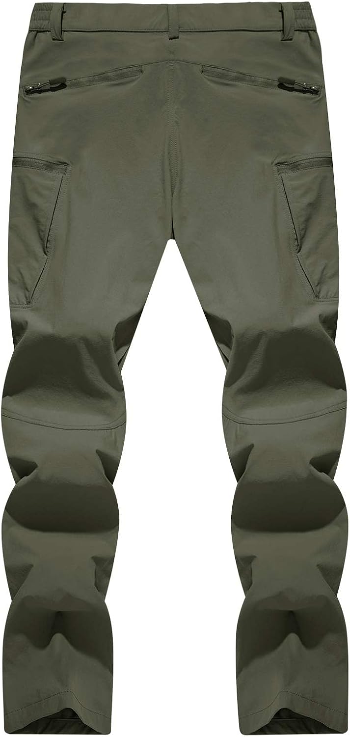 TACVASEN Men's Lightweight Hiking Tactical Pants Waterproof Quick Dry Cargo Work Rain Outdoor Pants 8 Pockets