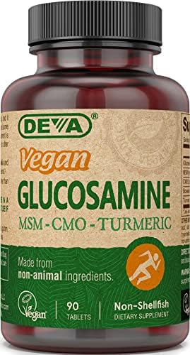 Deva Vegan Glucosamine MSM & CMO, Improved Formula Plus Hyaluronic Acid, CMO, Turmeric Extract, Boswellia Extract with Non Animal Ingredients, 90 Tablets