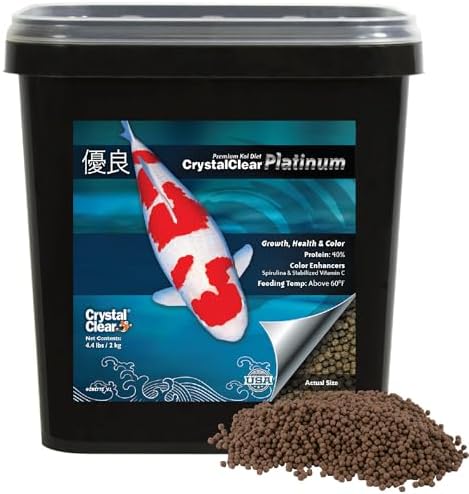 CrystalClear Platinum Fish Food Floating 5mm Pellets, 17.6 lbs | For Koi & Goldfish, premium nutrition to boost growth, color, and wellness in backyard ponds & water gardens