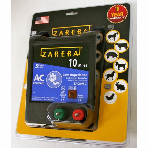 Zareba 10 Mile AC Powered Low Impedance Fence Charger, 0.5 Joule Output | Plug-In Electric Fence Energizer for Cattle, Horses, Pigs, Goats, Livestock