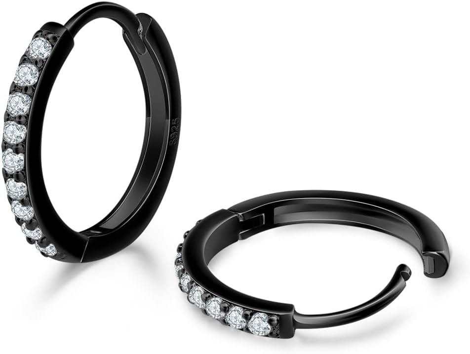 Dlihc 6 Pairs Sterling Silver Hoop and Stud Earrings Set for Women Men