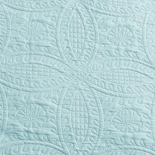 Love's cabin Quilts for Queen Bed Blue Bedspreads - Soft Bed Summer Lightweight Bedspread Comforter - Modern Style Coin Pattern Coverlet for All